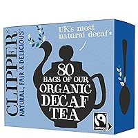 Clipper Tea Tea Fairtrade Organic Decaf 80 Unbleached, Plastic-Free Bags, 8.2 oz, 1 Pack, 80 Unbleached Tea Bags
