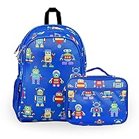 Wildkin 15 Inch Kids Backpack Bundle with Lunch Box Bag (Robots)