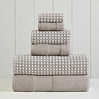 6-Piece Yarn Dyed Cobblestone Jacquard Towel Set Flax