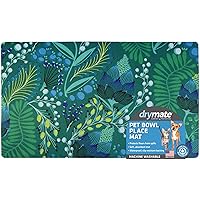 Drymate Pet Bowl Placemat, Dog & Cat Food Feeding Mat - Absorbent Fabric, Waterproof Backing, Slip-Resistant - Machine Washable/Durable (USA Made) (12” x 20”) (Lulu Green 1)