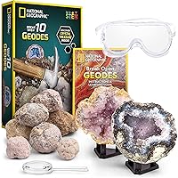 Break Open 10 Premium Geodes - Includes Goggles and Display Stands - Great STEM Science Kit, Geology Gift for Kids, Geodes Rocks Break Your Own, Toys for Boys and Girls