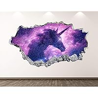 Unicorn Wall Decal Art Decor 3D Smashed Mythical Creature Sticker Poster Kids Room Mural Custom Gift BL358 (22