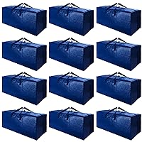12 Pack Heavy Duty Moving Bags with Backpack Straps - Strong Handles & Zippers, Storage Totes For Space Saving, Fold Flat, Alternative to Moving Box (X-Large-Set of 12, Blue)