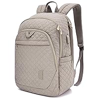 BAGSMART Travel Laptop Backpack Women, 15.6 Inch Anti Theft Laptop Backpack with USB Charging Port, Casual Daypack College Bookbag Computer Backpack for Work, Quilted Grey
