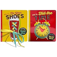 2-Pack How To... Board Books - How to Tie Your Shoes & How To Tell Time, Interactive Educational Bundled Set, Ages 3-9