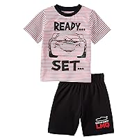Disney Lightning McQueen Cars Toddler Boys Tee Shirt and Short Set (3T) Black