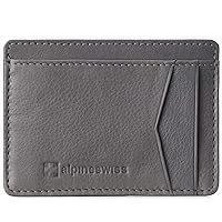 Alpine Swiss RFID Minimalist Oliver Front Pocket Wallet For Men Leather York Collection Soft Nappa Gray