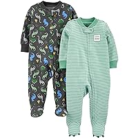 Simple Joys by Carter's Baby Boys' 2-Pack 2-Way Zip Cotton Footed Sleep and Play