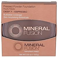 Mineral Fusion Pressed Powder Foundation, Deep 7 - Deep Skin w/Neutral Undertones, Age Defying Foundation Makeup with Matte Finish, Talc Free Face Powder, Hypoallergenic, Cruelty-Free, 0.32 Oz