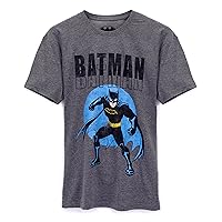 DC Comics Batman T-Shirt Mens Adults Superhero Movie Charcoal Top