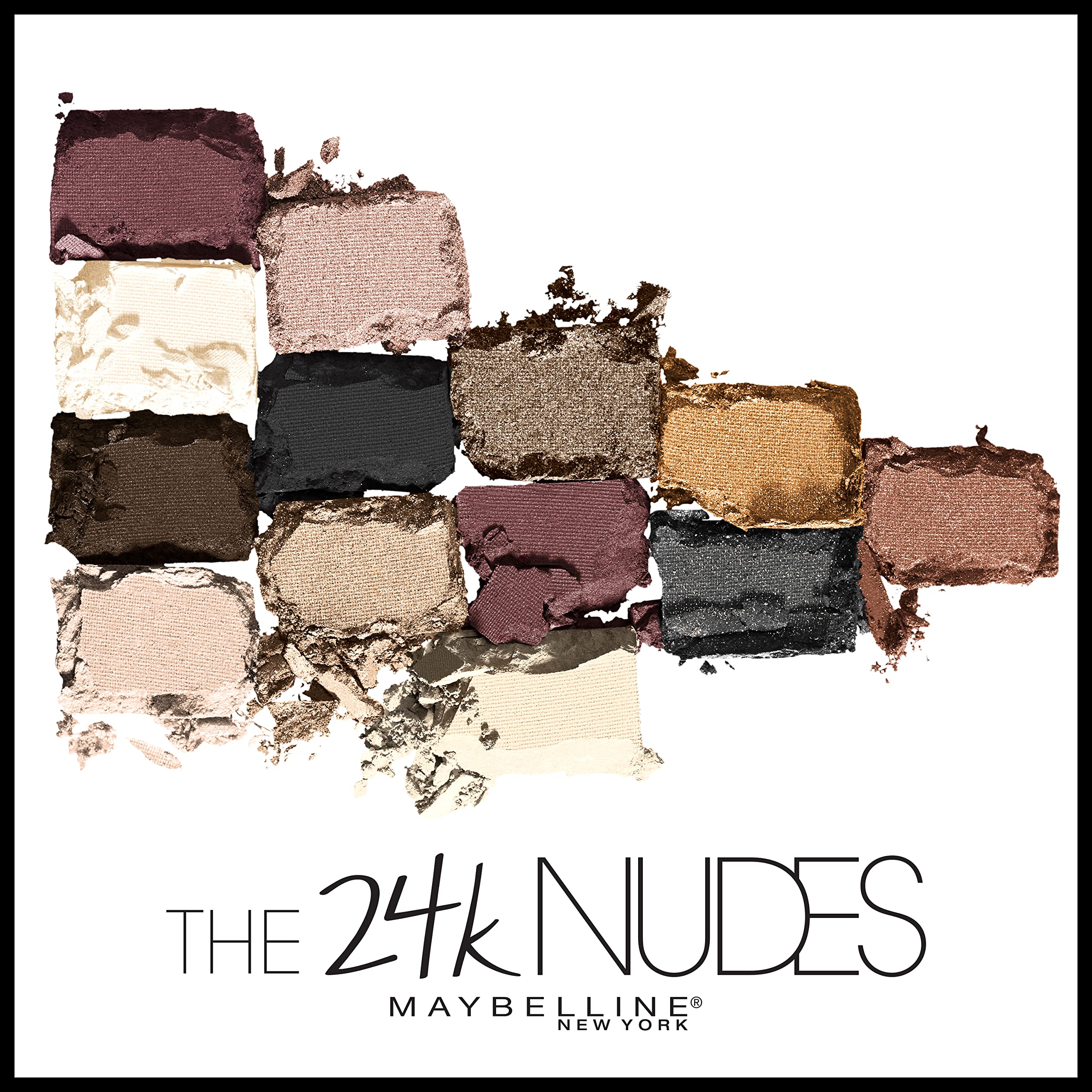 Maybelline The 24K Nudes Gold Eyeshadow Palette Makeup, 12 Pigmented Matte & Shimmer Shades, Blendable Powder, 1 Count