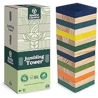 Mindful Classics, Jumbling Tower Sustainable Wooden Blocks Tumbling Toppling Bamboo Wood Party Stacking Game, for Adults and Kids Ages 8 and up