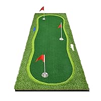 DWVO Golf Putting Green Practice Putting Mat, Large Golf Putting Mats Professional Golfing Training Mat for Indoor Outdoor, Realistic Golf Mat with Sand Pit and Water Hazard