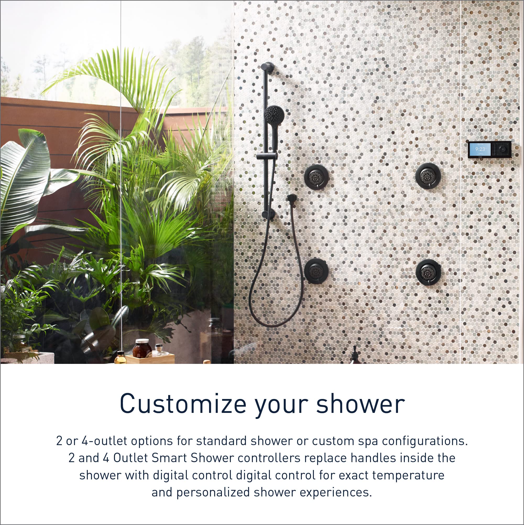 Moen Matte Black Smart Shower 2-Outlet Digital Shower Controller for Thermostatic Shower Valve, TS3302BL