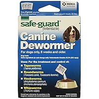 SAFE-GUARD (fenbendazole) Canine Dewormer for Dogs, 2gm pouch (ea. pouch treats 20lbs.), Blue, 0.07 Ounce (Pack of 3) (033576/001-033576)