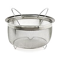 International Mesh Colander Strainer Basket with Folding Handles, 3 Quarts | For Pasta, Frying, & Salads | Dishwasher Safe | Use in Pressure Cookers | Steaming, Draining & Rinsing