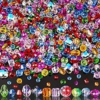 636pcs Glass Beads for Jewelry Making - Colorful Rainbow Craft Crystal Beads with Loose Beads Sparkly Beads Hole Drilled DIY for Bracelets Craft Earrings Marking
