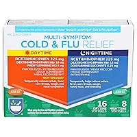 Daytime and Nighttime Cold and Flu Medicine | Cold and Flu Relief | Combo Pack | Cold Medicine Adults | Sinus Relief, Mucus Relief, Sinus Pressure Relief, & Sore Throat Relief (24 Count)