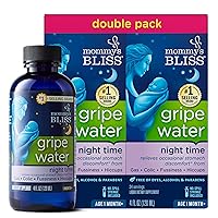 Mommy's Bliss Gripe Water Night Time, Relieves Stomach Discomfort From Gas, Colic, Fussiness, & Hiccups, Gentle & Safe, For Infants Age 1 Month+, 4 Fl Oz (Pack of 2)