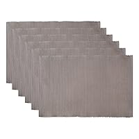 DII Basic Everyday Ribbed Tabletop 100% Cotton, Placemat Set, 13x19, Gray, 6 Piece