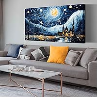 Kepgonegu Large Canvas Wall Art for Living Room Bedroom Van Gogh Wall Art Starry Night The Same Themed Painting Modern Canvas Prints Ready to Hang Size 24x48