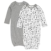 HonestBaby 2-Pack Sleeper Gowns Layette for Infant Boys, Girls, Unisex Baby 100% Organic Cotton