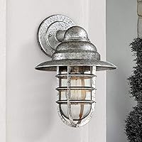 John Timberland Marlowe Rustic Industrial Farmhouse Outdoor Wall Light Fixture Galvanized Hooded Cage 13
