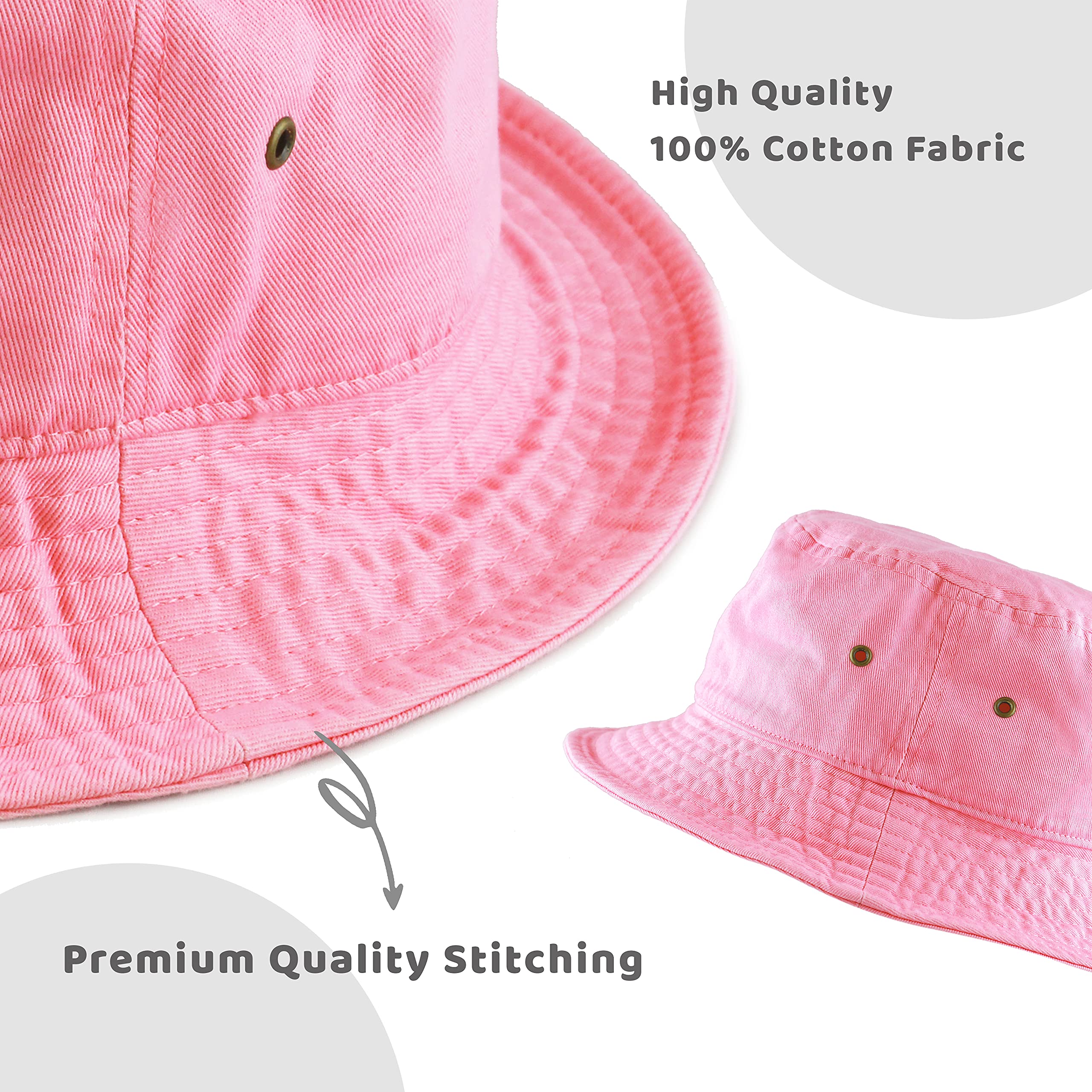 Bucket Hat - Unisex 100% Cotton & Denim UPF 50 Packable Summer Travel Beach Sun Hat