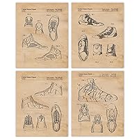 Vintage AJ Shoes Patent Prints, 4 (8x10) Unframed Photos, Wall Art Decor Gifts for Home Basketball Sneakers Office Studio Gears Garage School Gym College Student Teacher Coach Fitness Trainer Fans