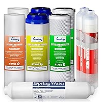 F9K 1-Year Reverse Osmosis Water Filter Replacement Cartridge Pack Set for 6-Stage Alkaline Mineral RO Filtration Systems, Without Membrane, White