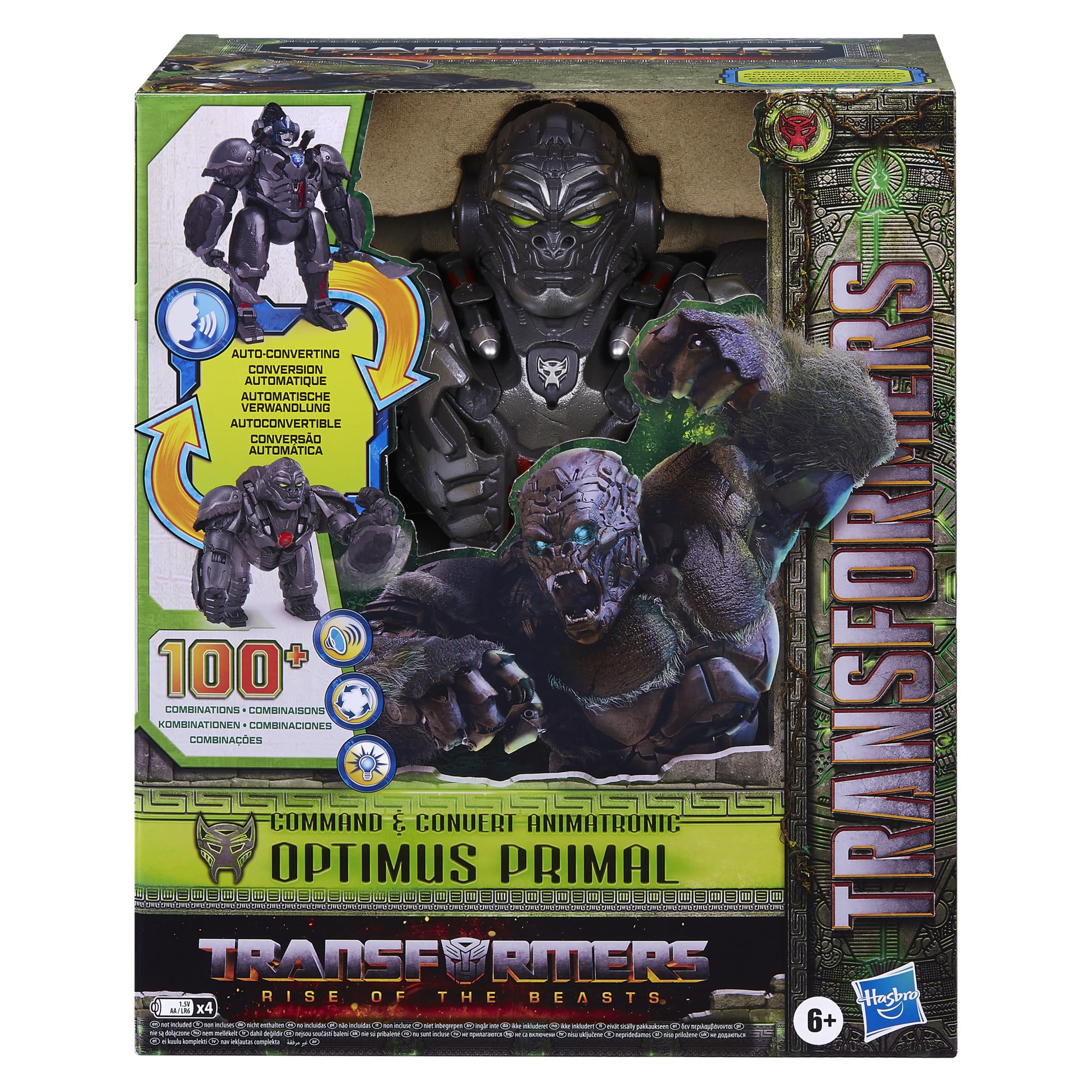 Transformers Toys Rise of The Beasts Command & Convert Animatronic Optimus Primal Toy, 12.5-Inch, Toys for Boys and Girls Ages 6 and Up