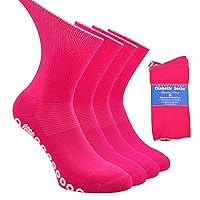 Socks Daze Non-Skid Diabetic Socks for Men Women with Grips, Non-Binding Crew Circulation Half Cushioned Non Slip Socks