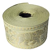 Silk Thread Ribbon Trim Roll Thai Elephant 2-2.3 inches Wide, 2.25