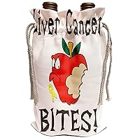 3dRose Blonde Designs Cause Awareness Designs Bites - Funny Awareness Support Cause Liver Cancer Mean Apple - Wine Bag (wbg_120555_1)