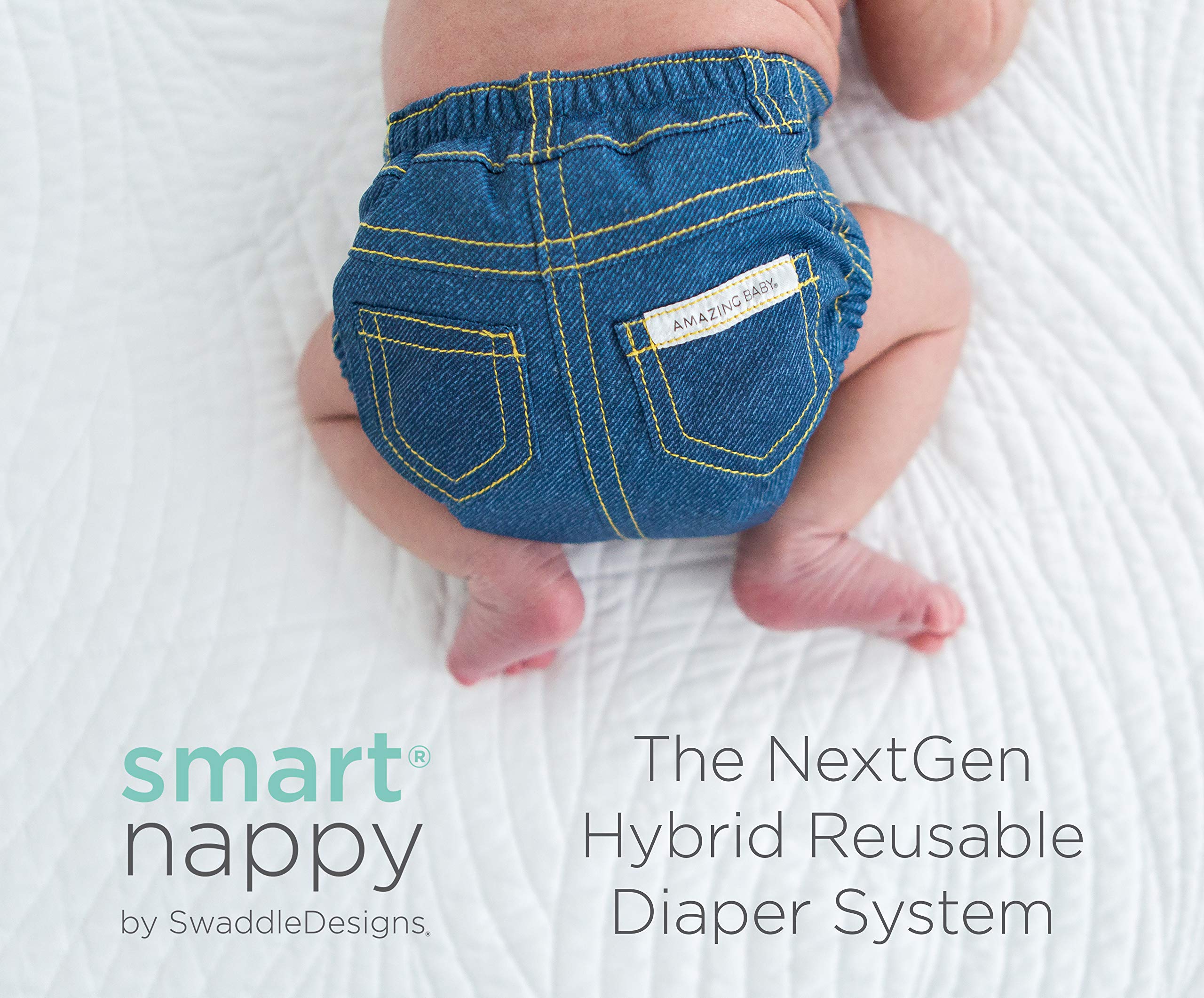 SmartNappy Cloth Diaper Inserts for by Amazing Baby Hybrid Diaper Cover, Set of 10, 5 Tri-fold Inserts and 5 Boosters, Size 3-4, 12-40 lbs