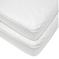 2 Pack Waterproof Fitted Crib and Toddler Protective Mattress Pad Cover, White, for Boys and Girls