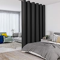 LORDTEX Black Room Divider Curtains - Total Privacy Wall Room Divider Screens Sound Proof Wide Blackout Curtain for Living Room Bedroom Patio Sliding Door, 1 Panel, 8.3ft Wide x 7ft Tall