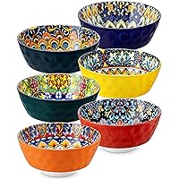 vancasso Cereal Bowls, Ceramic Soup Bowls Set of 6, 26 oz Corlorful Bowls Set for Kitchen, Dishwasher & Microwave Safe- for Cereal, Soup, Oatmeal, Ice Cream, Salad, Pasta etc.
