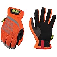 Hi-Viz FastFit Work Gloves with Secure Fit Elastic Cuff, Reflective and High Visibility, Touchscreen Capable, Safety Gloves for Men, Multi-Purpose Use (Fluorescent Orange, Medium)