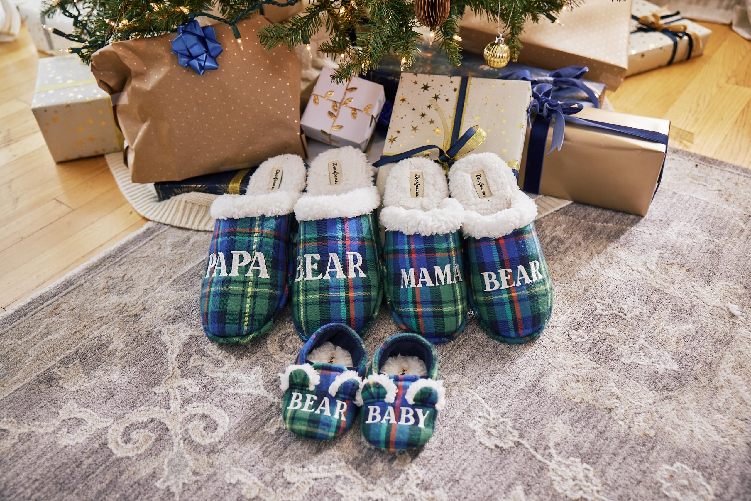 Dearfoams Gifts for Kids Matching Christmas Holiday Lil Bear and Baby Bear Slipper