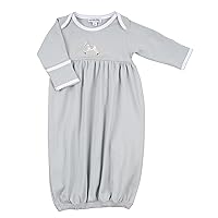 Baby Boy Hobby Horse Silver Embroidered Gathered Gown