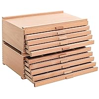 U.S. Art Supply 10 Drawer Wood Artist Supply Storage Box - Pastels, Pencils, Pens, Markers, Brushes