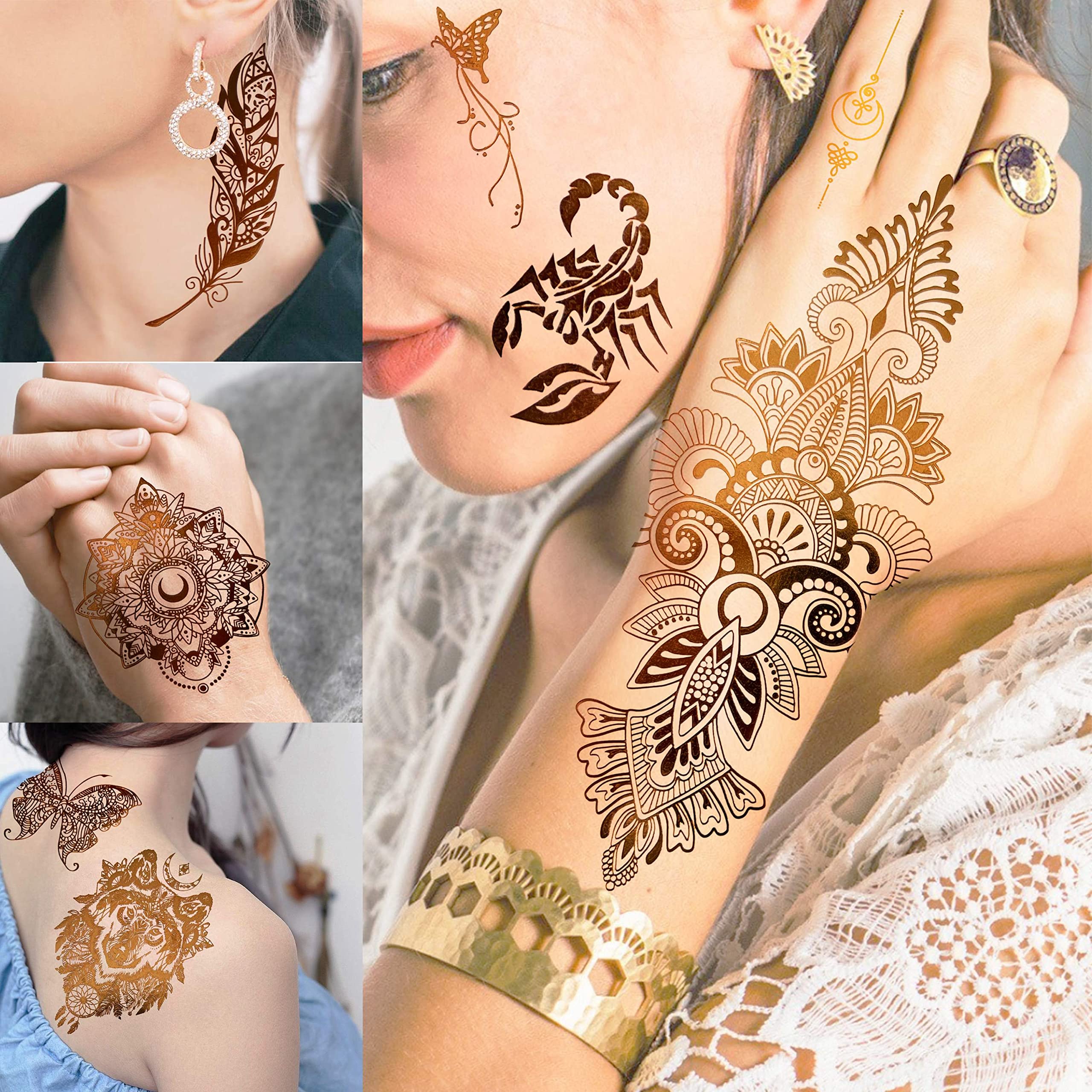 Gold and Silver Metallic Temporary Flash Jewelry Tattoos