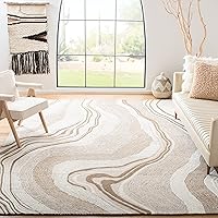 SAFAVIEH Fifth Avenue Collection Area Rug - 9' x 12', Beige & Ivory, Handmade Mid-Century Modern Abstract New Zealand Wool, Ideal for High Traffic Areas in Living Room, Bedroom (FTV121B)