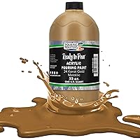 Pouring Masters 24 Karat Gold Metallic Acrylic Ready to Pour Pouring Paint – Premium 32-Ounce Pre-Mixed Water-Based - For Canvas, Wood, Paper, Crafts, Tile, Rocks and more