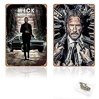 Action Movie Tin Metal Sign (2 Packs, 8×12 Inch with 10pcs Wall Nails) Gifts Merch Wick Vintage Party Home Decorations Posters Retro Aluminum Sign for Home Wall Decor