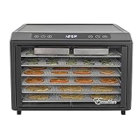 Electric Food Dehydrator Select Series 6-Tray with Adjustable Temperature Control Includes Chrome Plated Drying Trays Stainless Steel Construction and Glass French Doors, 700-Watts, Black