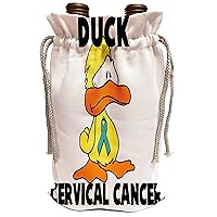3dRose Dooni Designs Cause Awareness Ribbon Designs - Duck Cervical Cancer Awareness Ribbon Cause Design - Wine Bag (wbg_114405_1)
