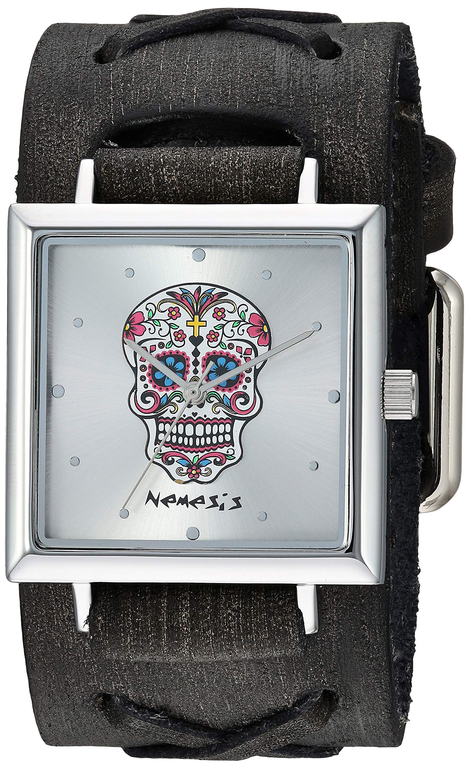 Nemesis Unisex FXB955S SQ Sugar Skull Analog Display Silver Watch