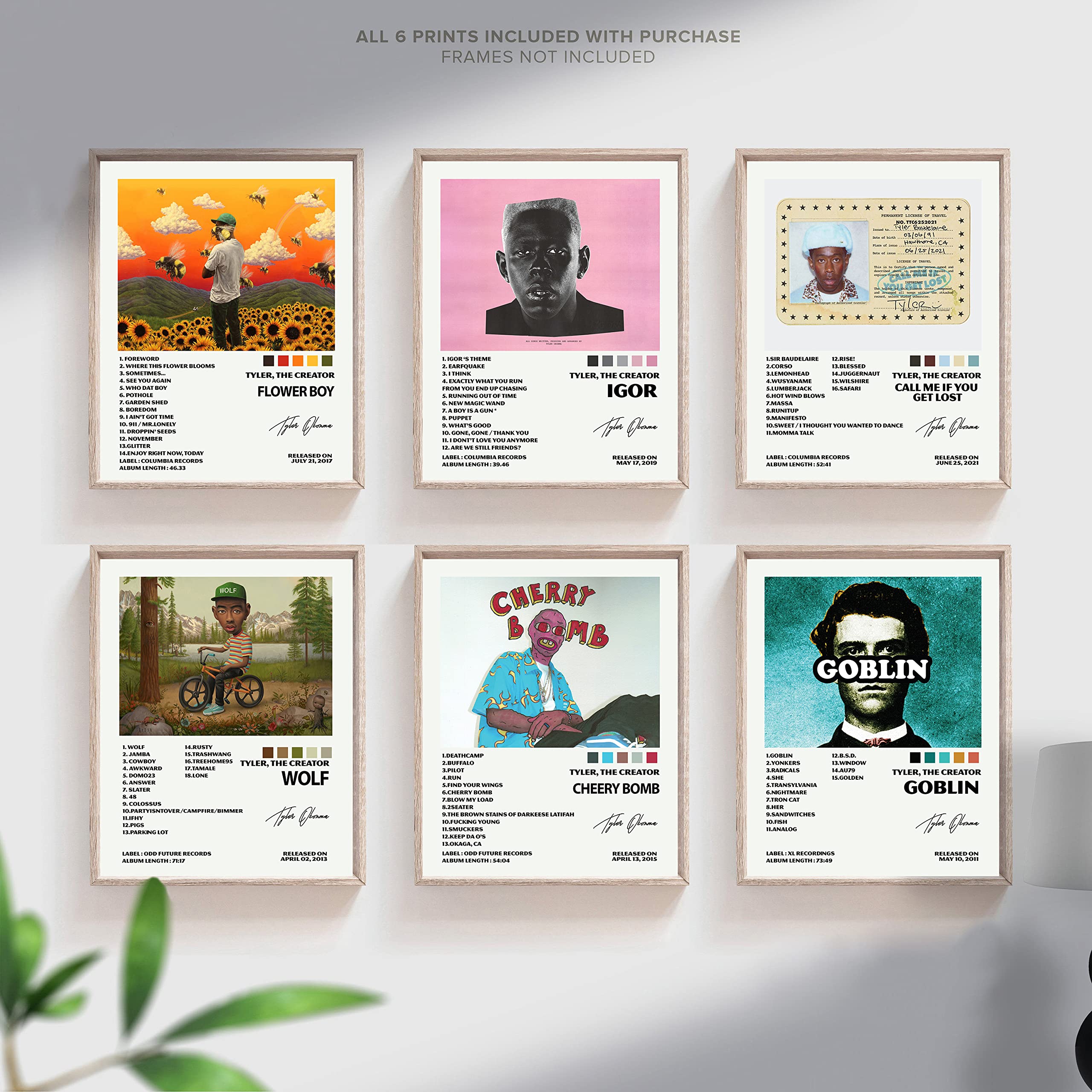 ceceva Tyler The Creator Poster, Set of 6, 8x10 inch, FRAMELESS Music Posters, Album Cover Poster, Rapper Posters, Igor poster